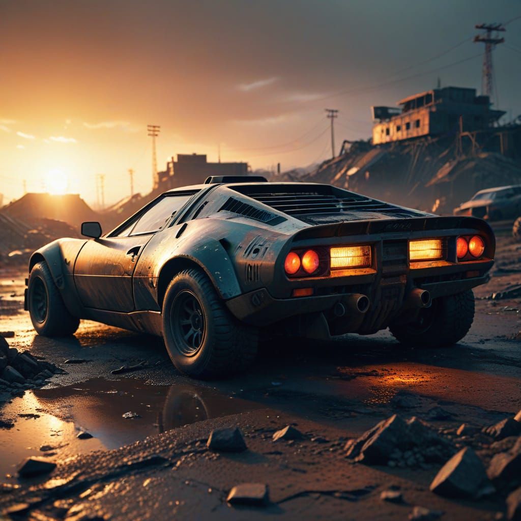 Cyberpunk Revival: Neon Lancia Stratos Dominates Wasteland