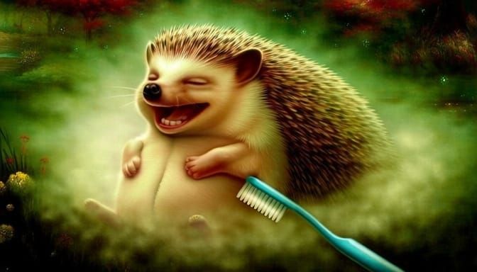 Smiling Hedgehog Tickled in Ethereal Forest Light
