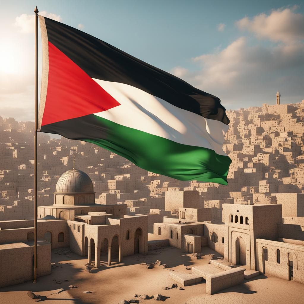 Detailed Matte Painting of Palestine Flag