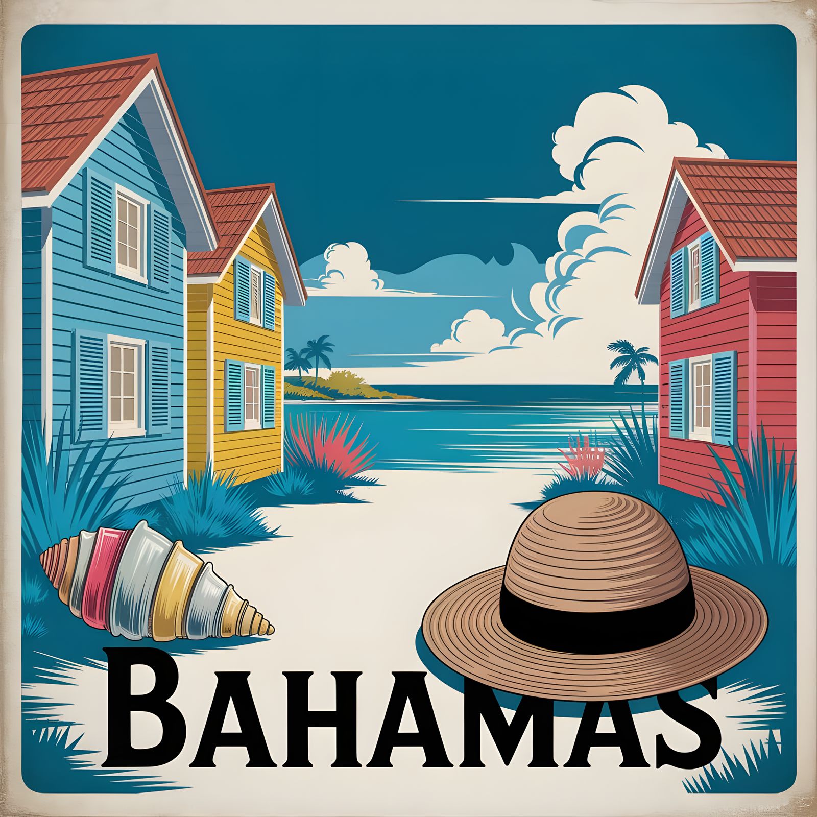 Vintage Bahamas Travel Poster with Coastal Charm