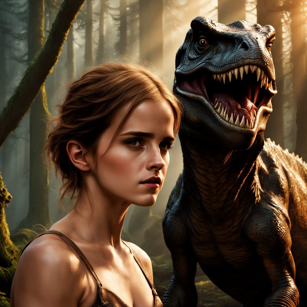 Emma Watson in Epic Cinematic Battle with Tyrannosaurus in A...