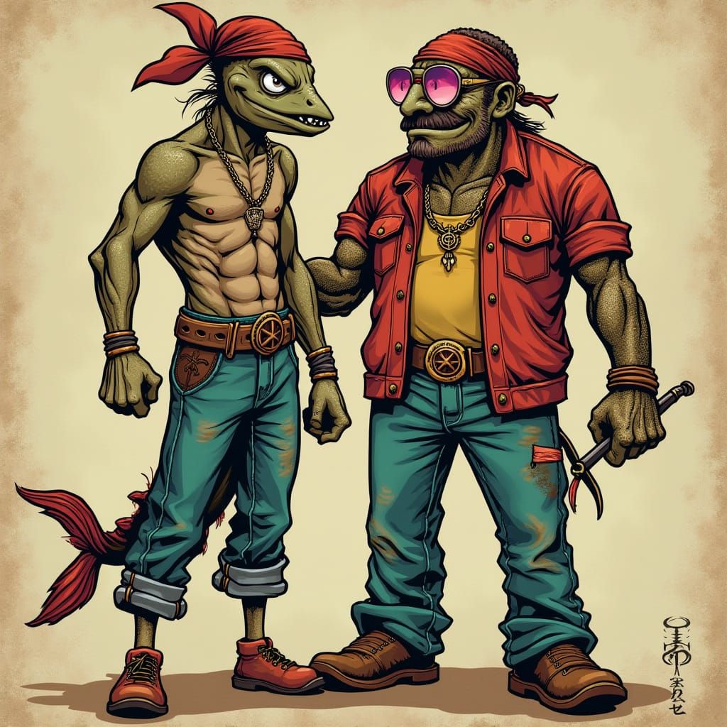 Chicano Fishman with Gold Chain and Bandana