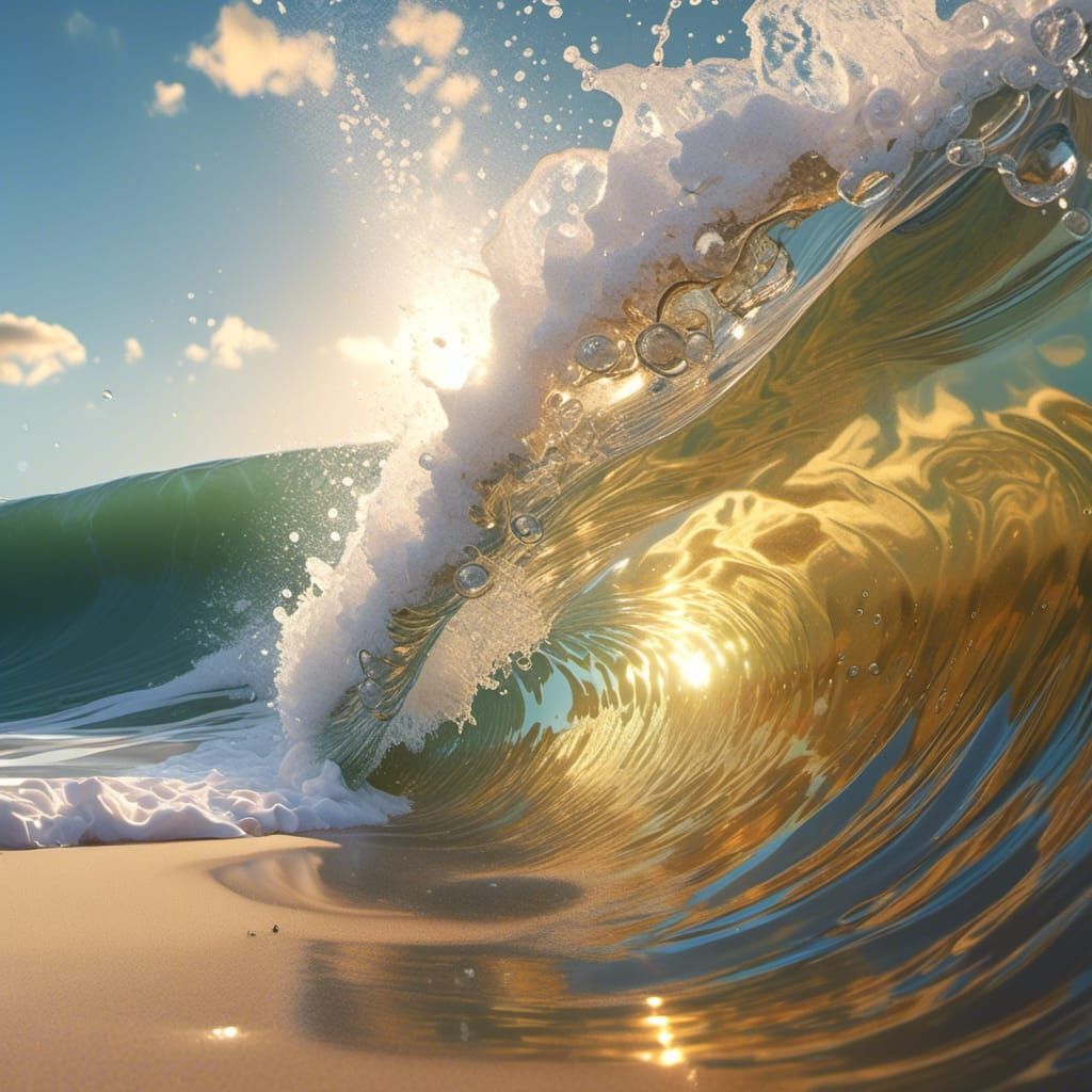 Photorealistic Wave Breaking on Sandy Shore