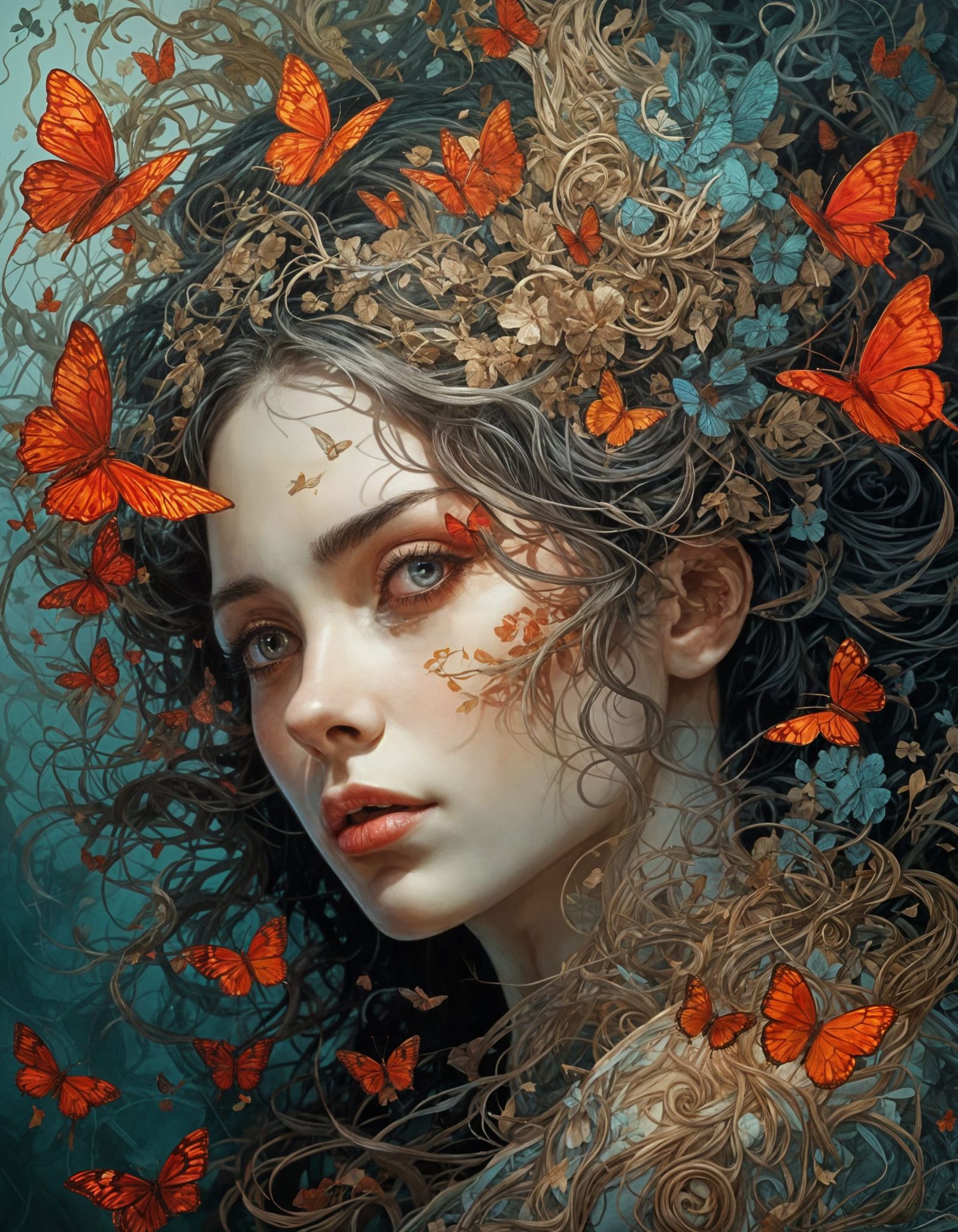 Hopeful Woman Portrait in Dark Fantasy Style