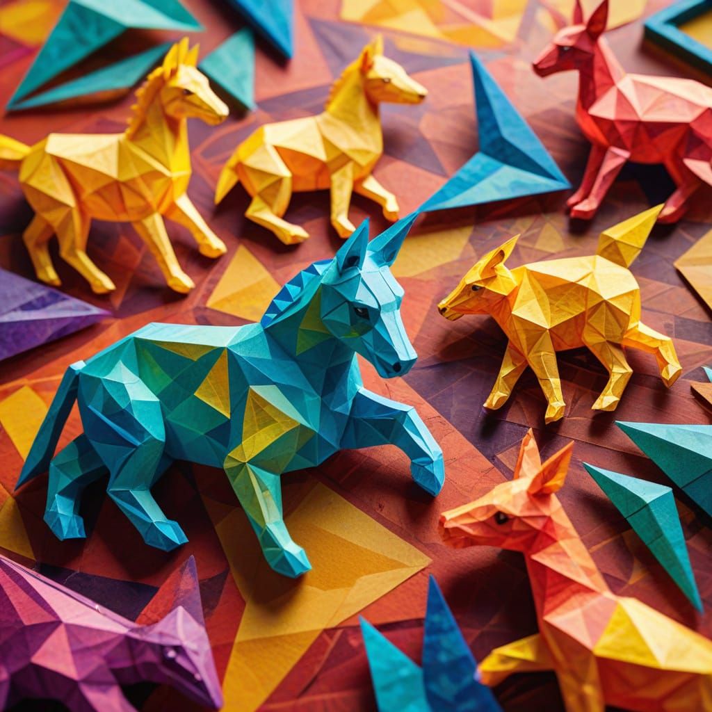 Abstract Cubism: Multicolored Paper Suncatchers in Geometric...