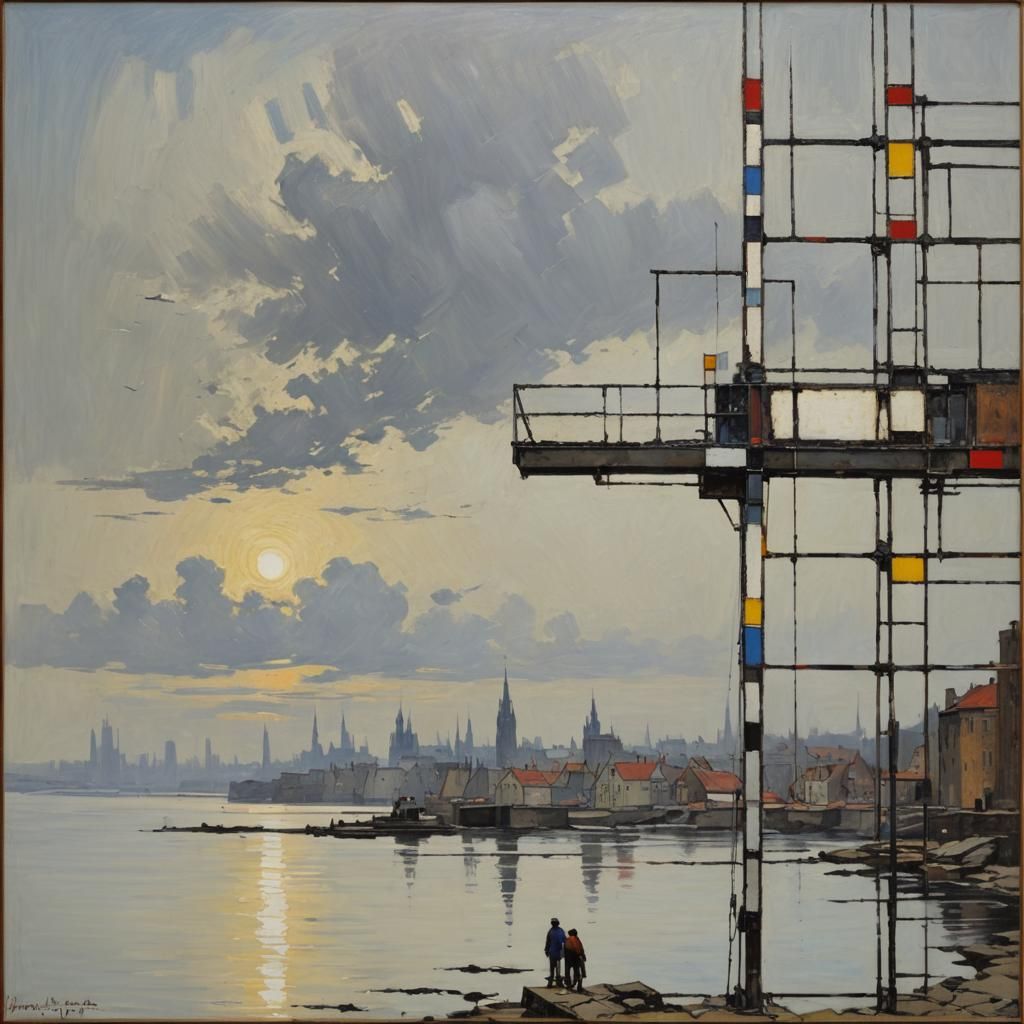 Abstract Seascape Inspired by Mondrian and Gurney