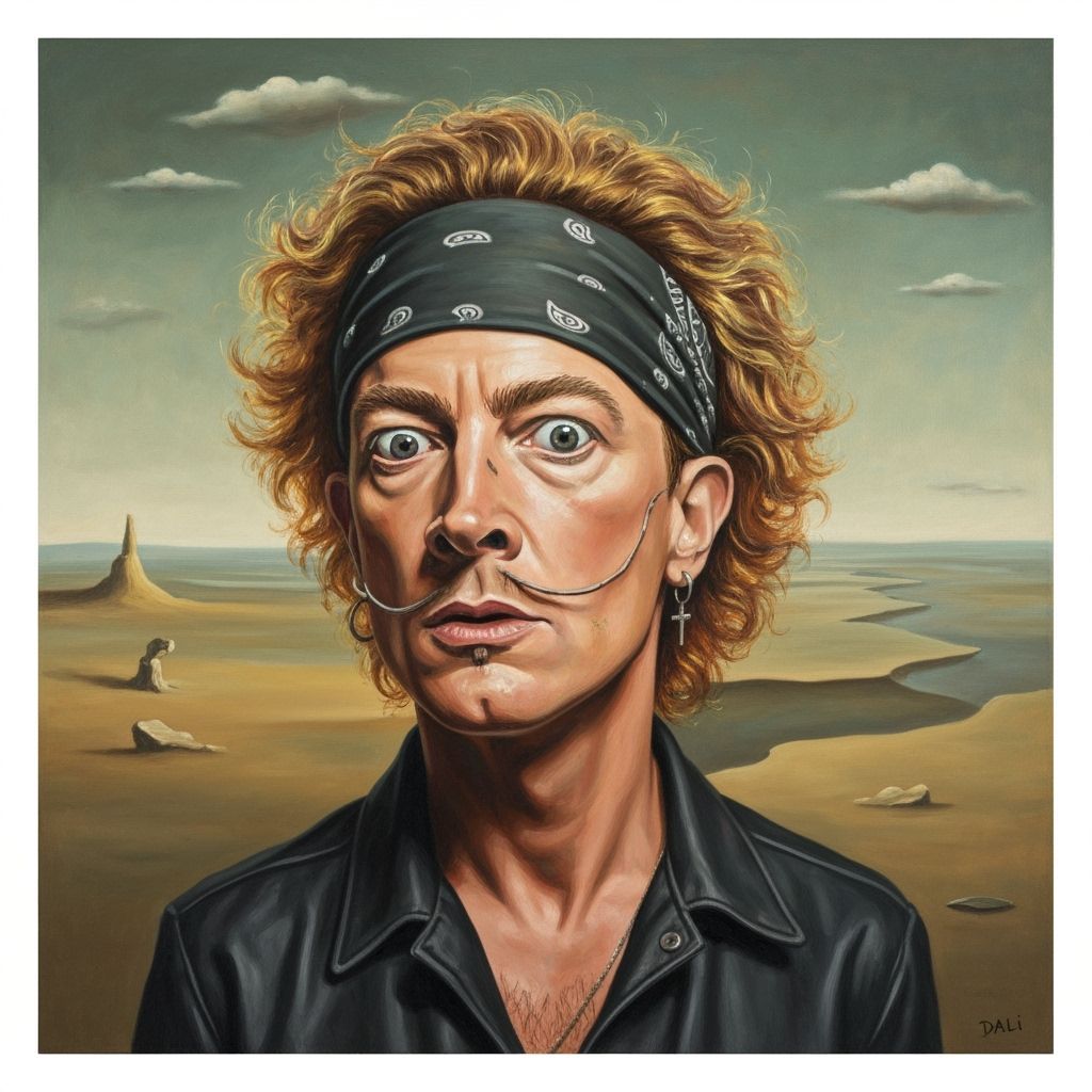 Surreal Axl Rose Caricature in Dali Style