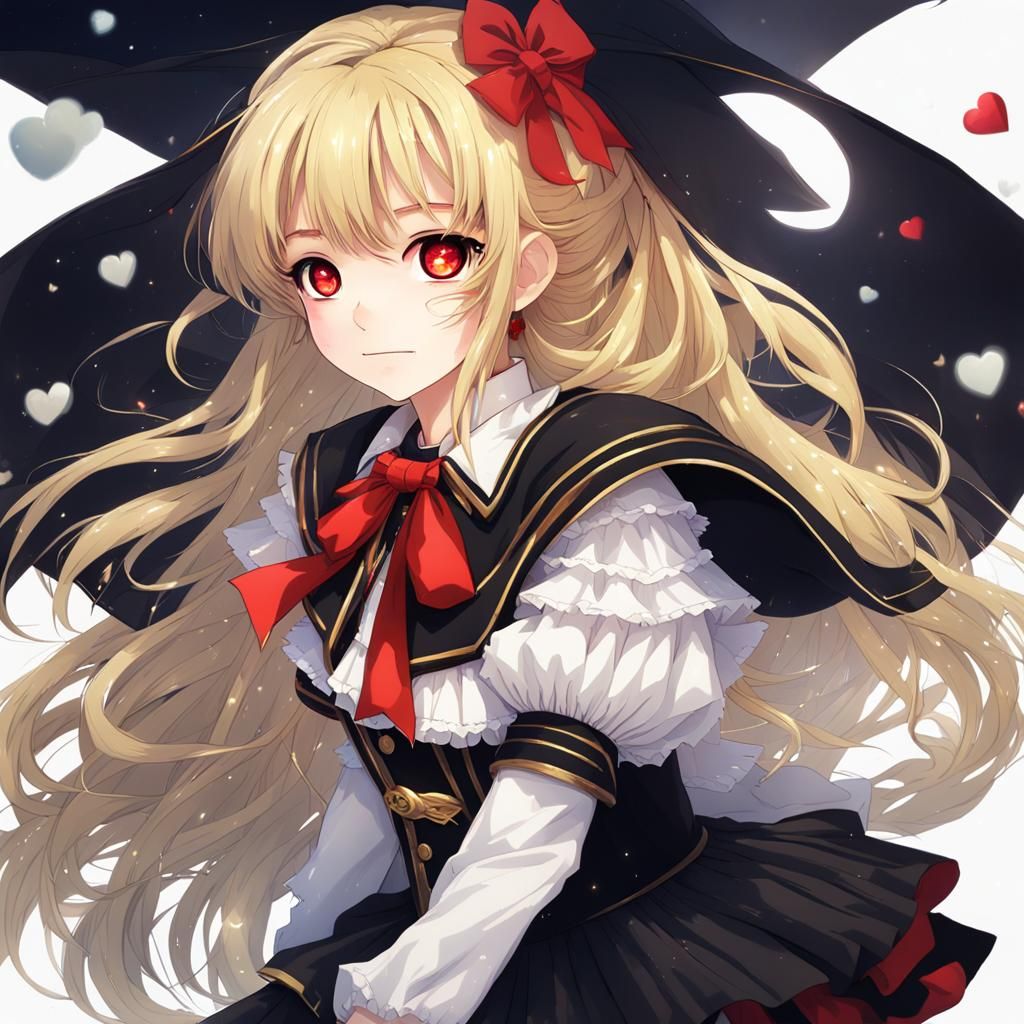 Anime Girl with Red Eyes Playing Video Games