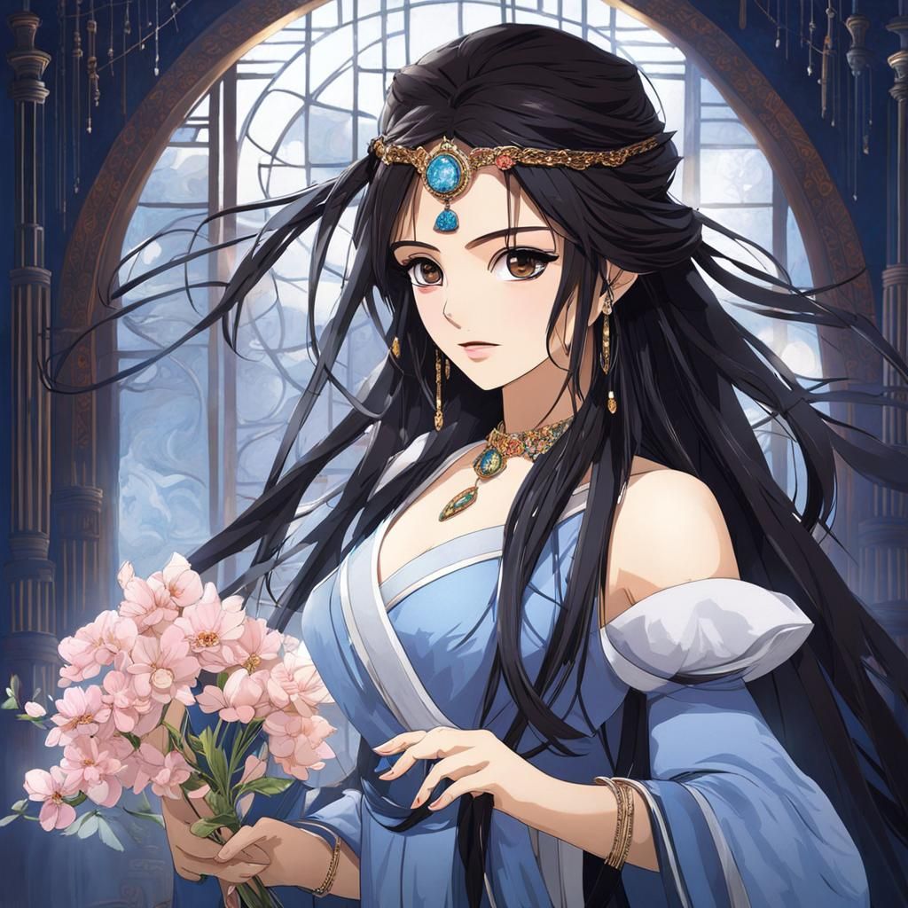 Anime Style Portrait of a Beautiful Woman