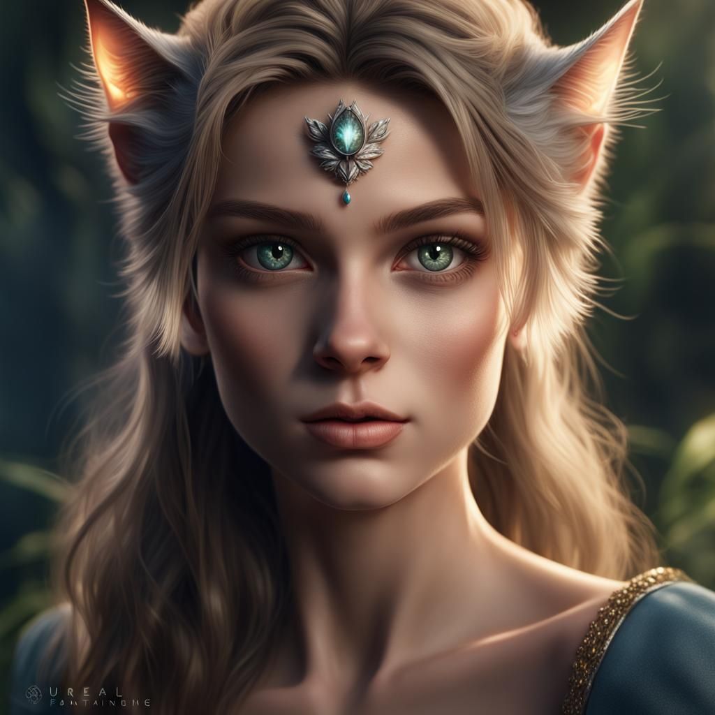 Fae Cat Portrait in Detailed Matte Painting