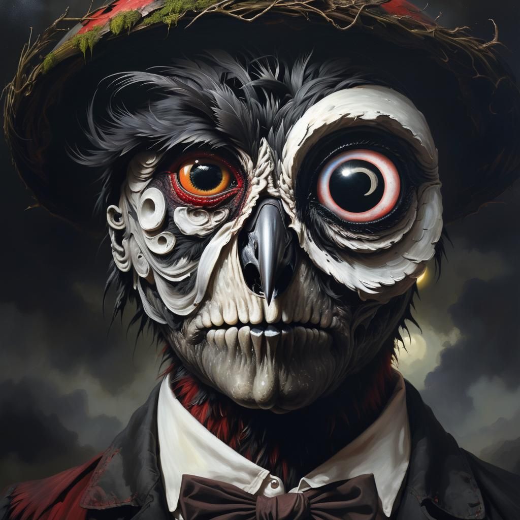 Surreal Bird Portrait with Swampy Landscape