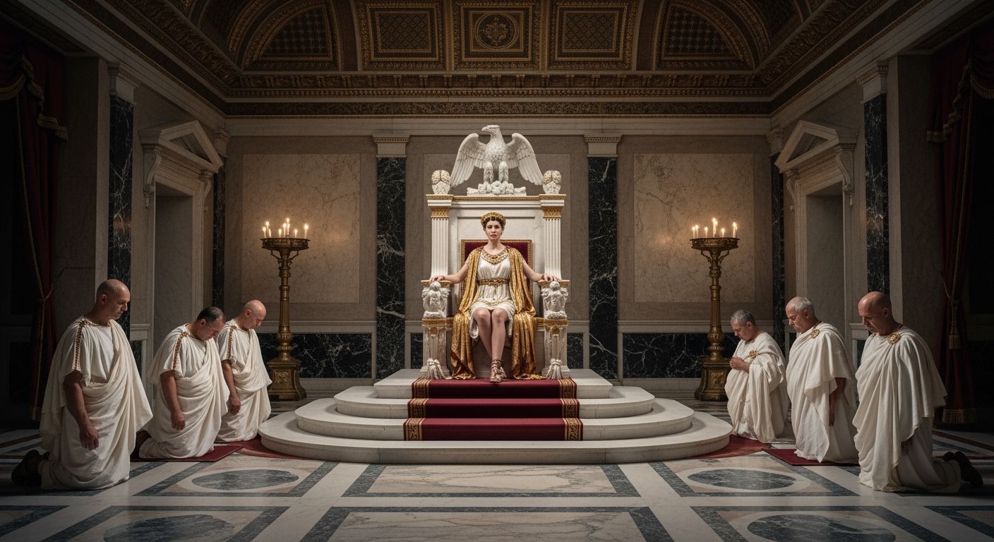 Empress Messalina on a Throne in Ancient Rome Palace