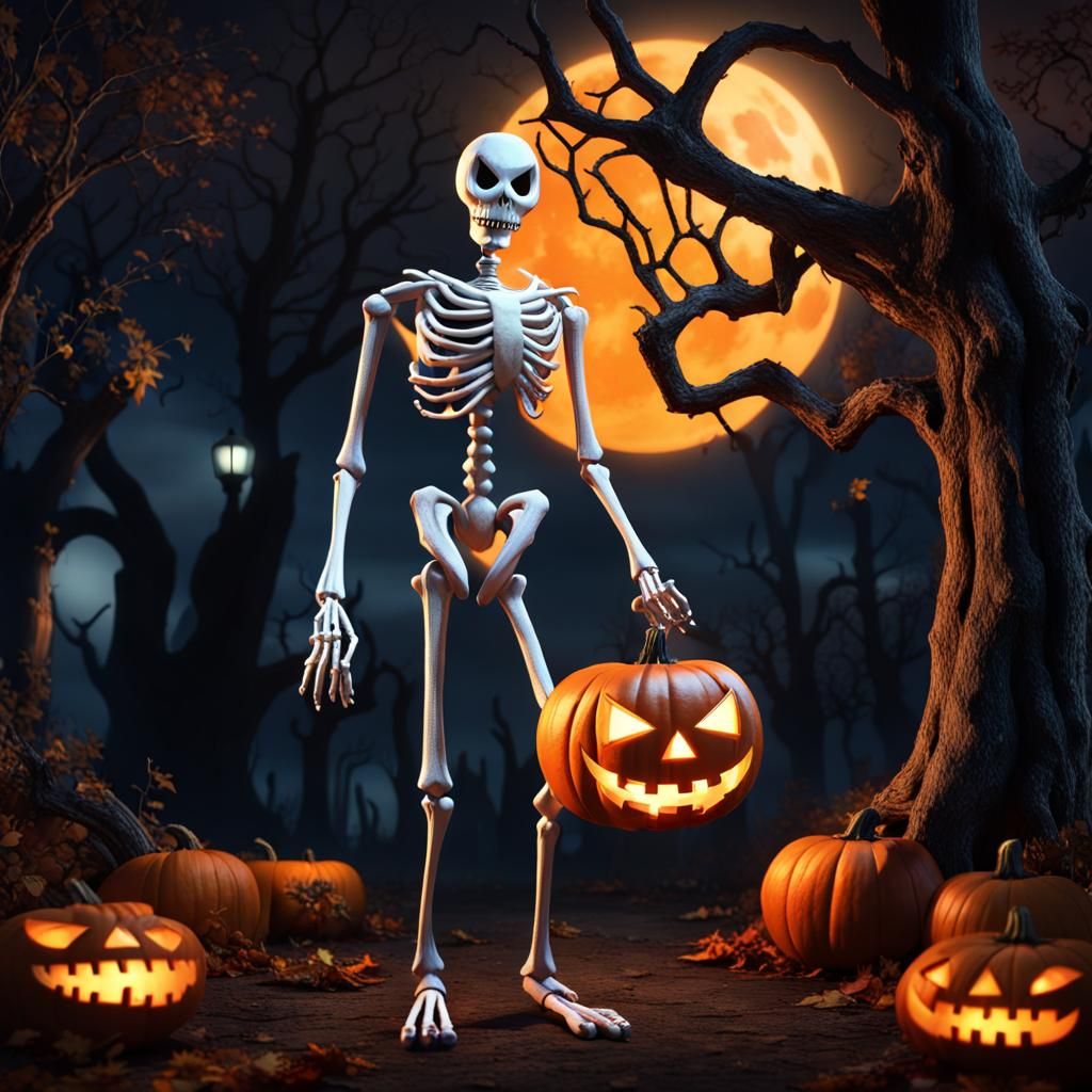 Jack Skellington with Pumpkin, Dark Fantasy Concept Art