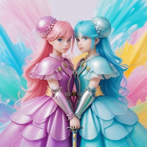 Whimsical Children with Candy Swords, Digital Illustration