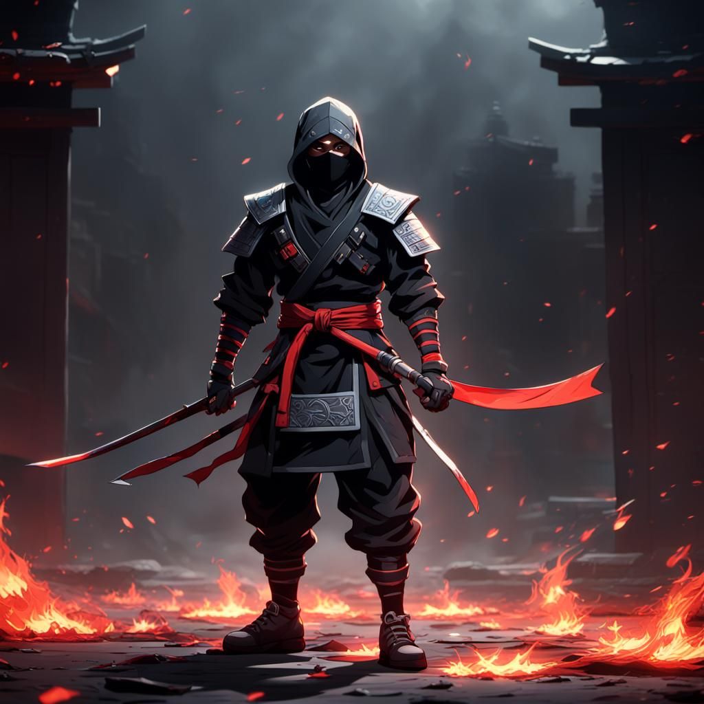 Ninja with Throwing Star in Anime Action Style