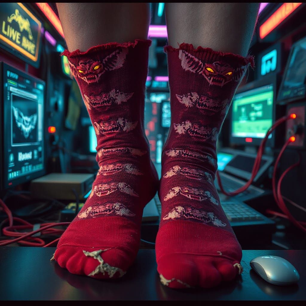Gremlin Socks in Digital Landscape Style