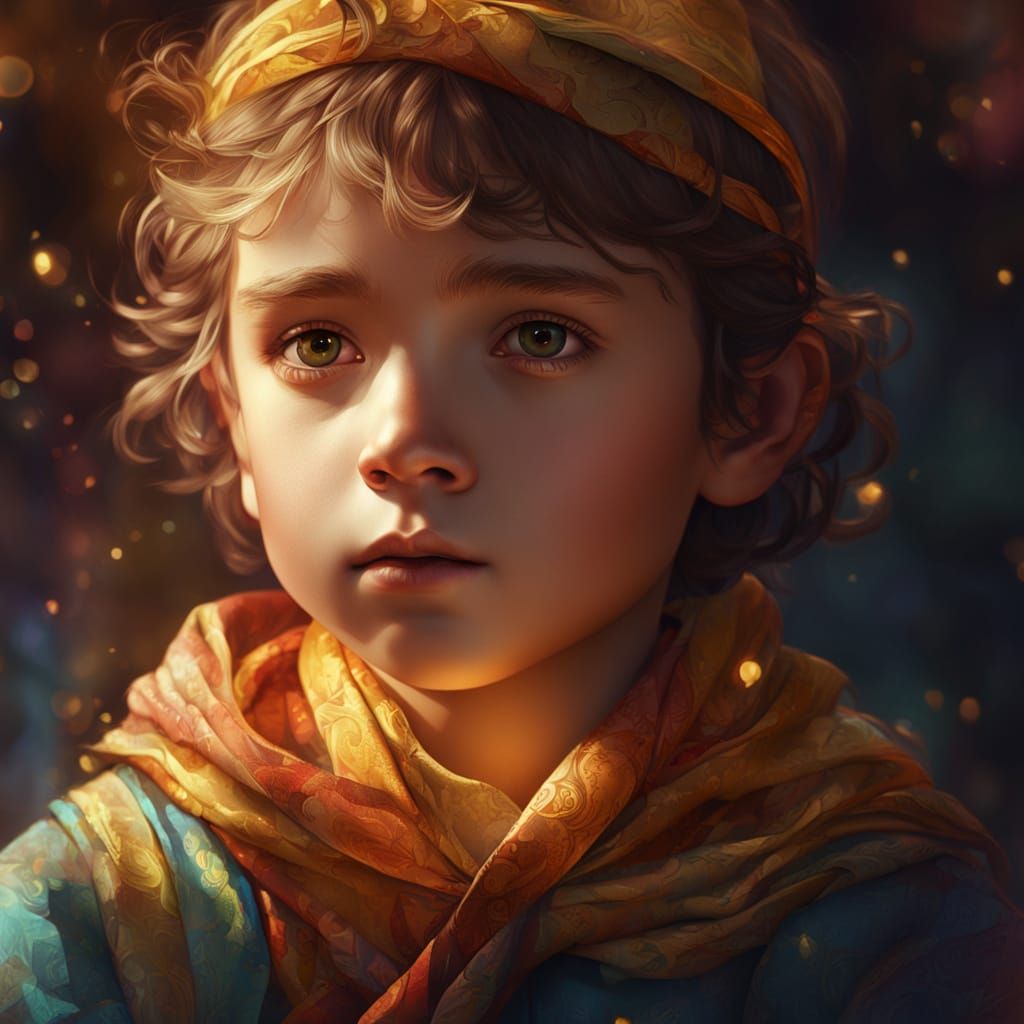 Serene Child in Warm Golden Light, Inspired by Rembrandt