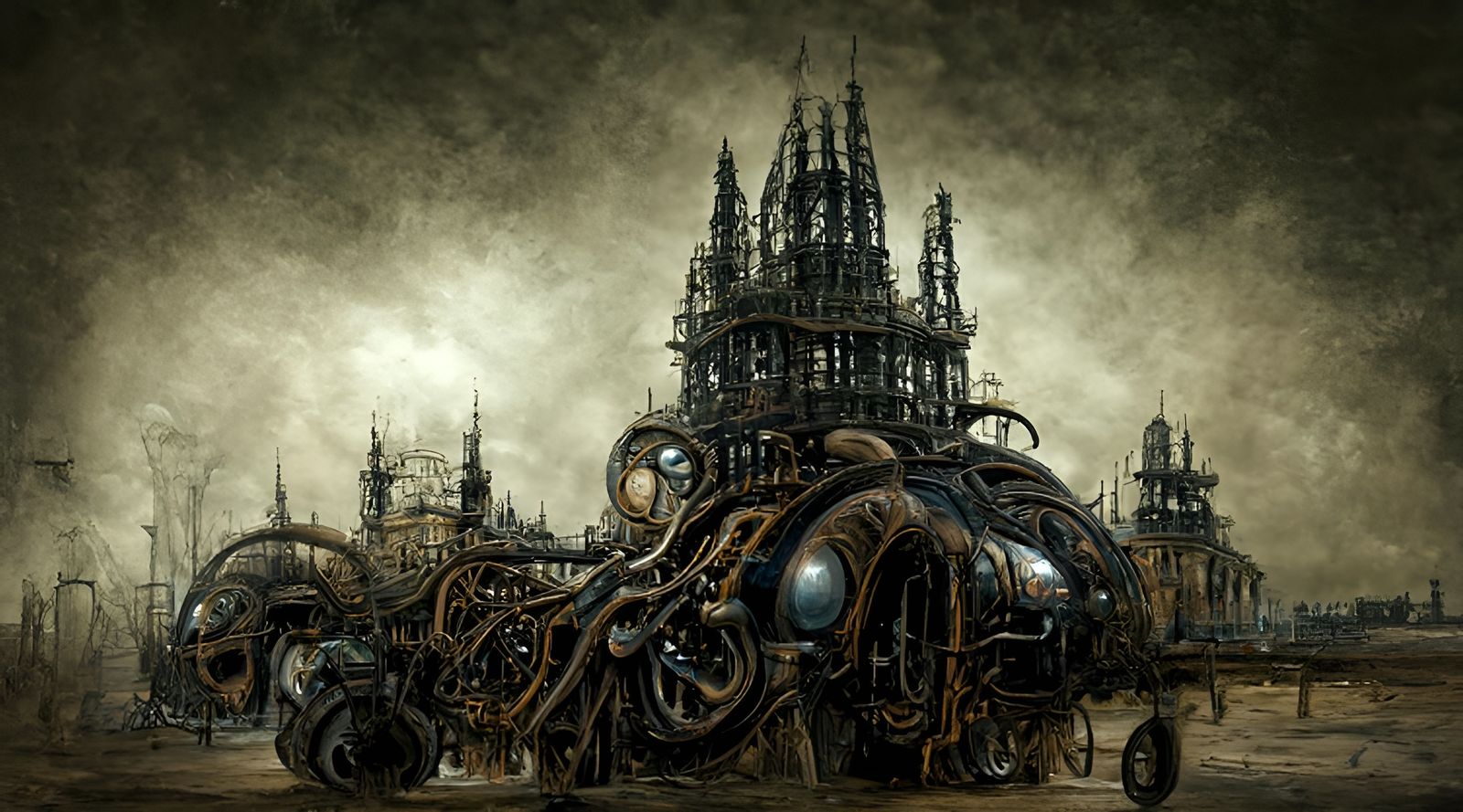 Nightmarish Steampunk Cathedral Concept Art