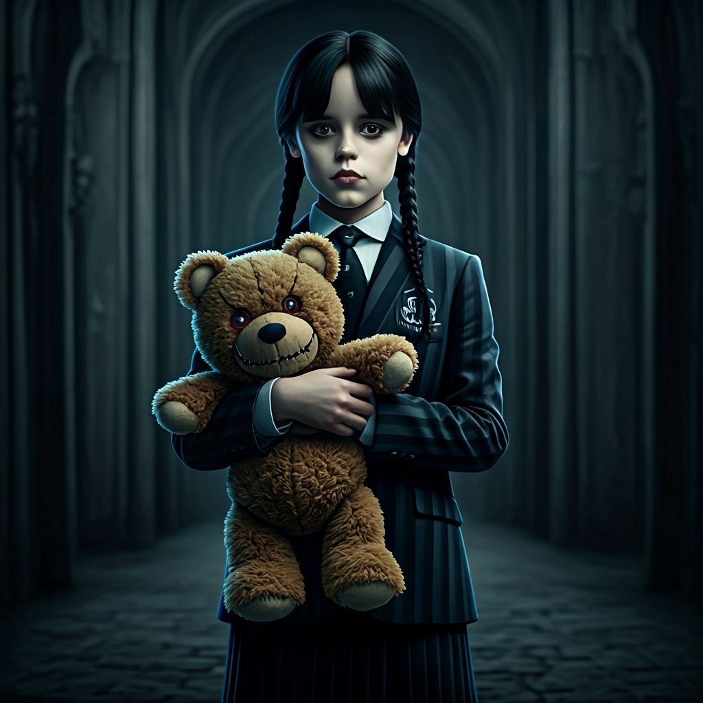 Wednesday Addams with Possessed Teddy Bear