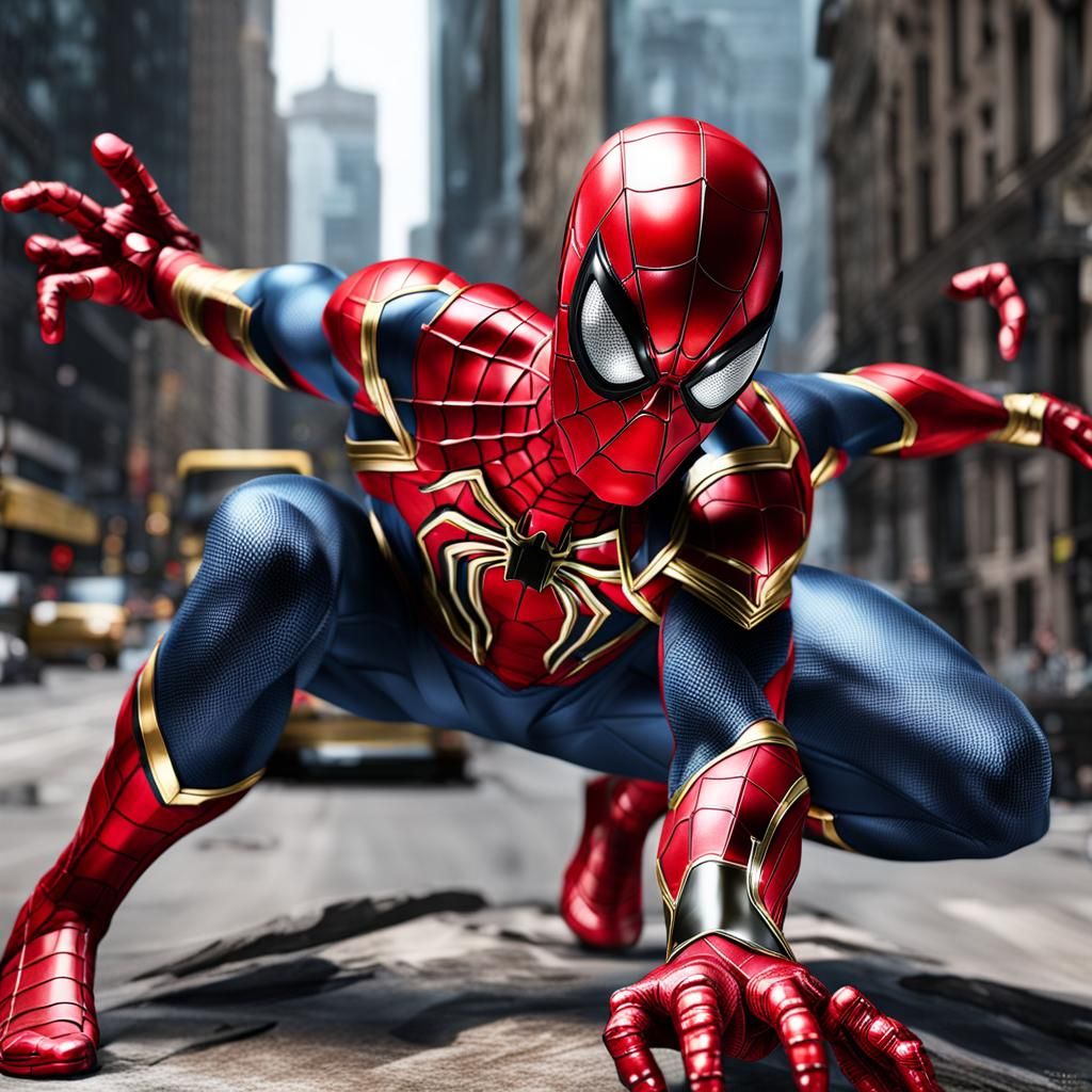Hyperrealistic Iron Spider-Man Illustration