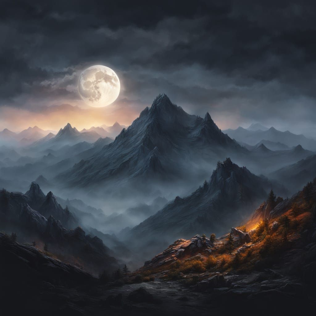 Dragon Resting on Mountain Peak in Vibrant Oil Style