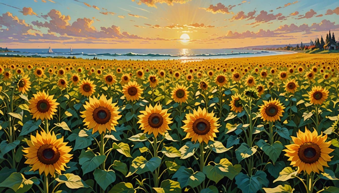 Lush Summer Field as Impressionist Oil Painting