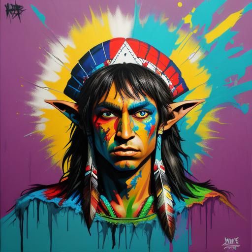 Native American Elf Princess in Graffiti Art