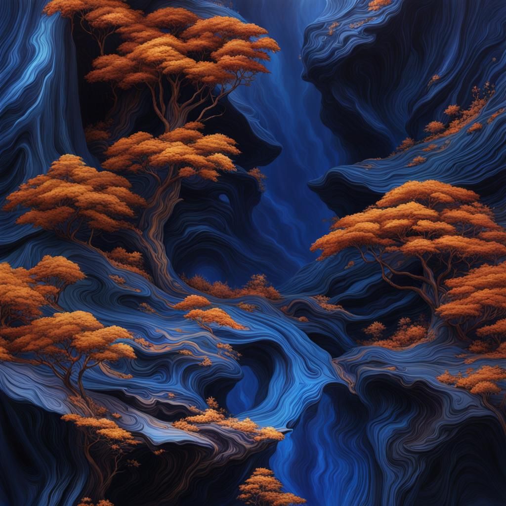 Indigo Ink Marbled Fantasy Concept Art