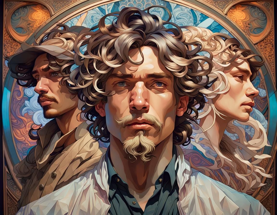 Diverse Male Portraits in Collaborative Art Style