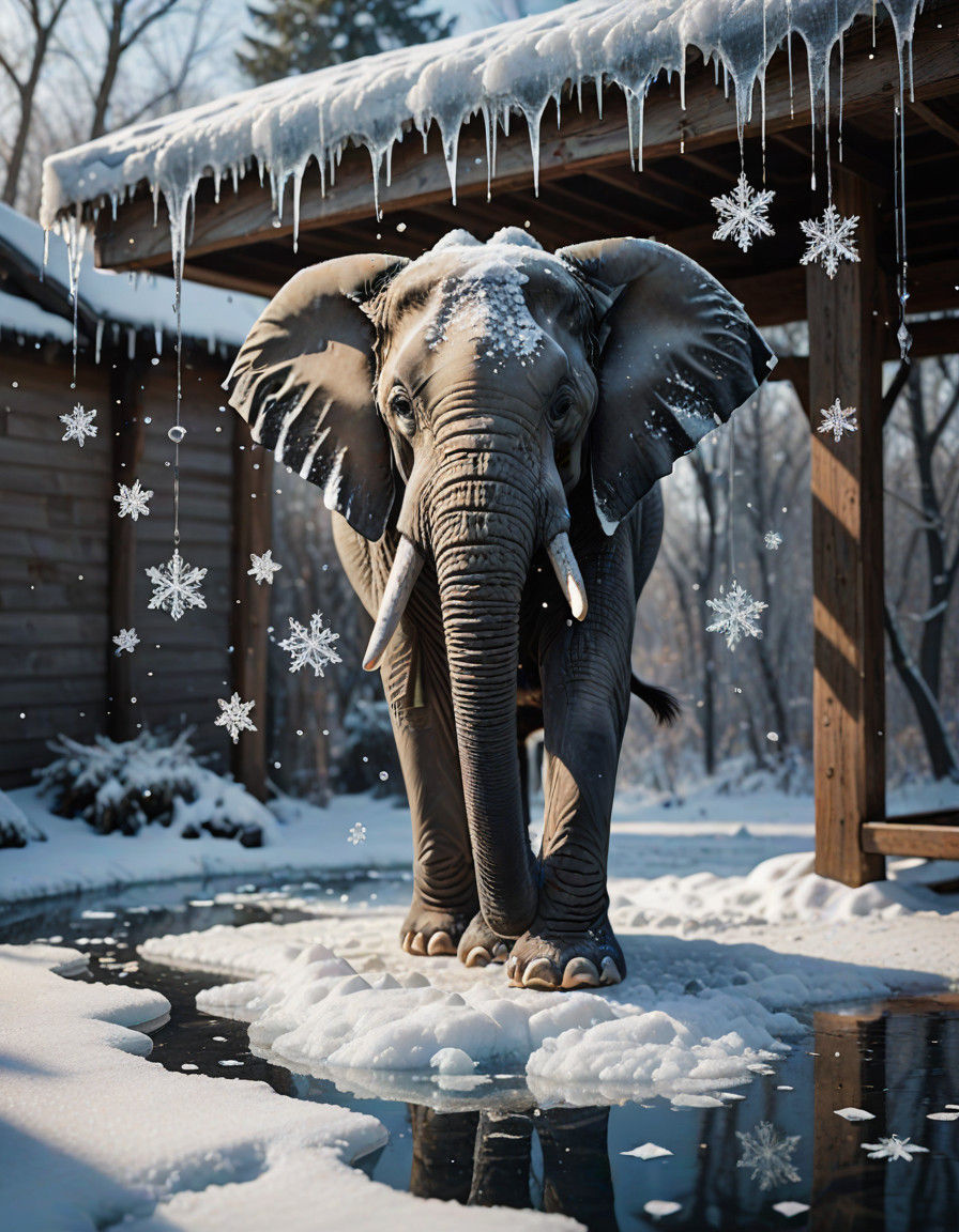 Winter's Turbulent Drama in Vibrant Watercolor