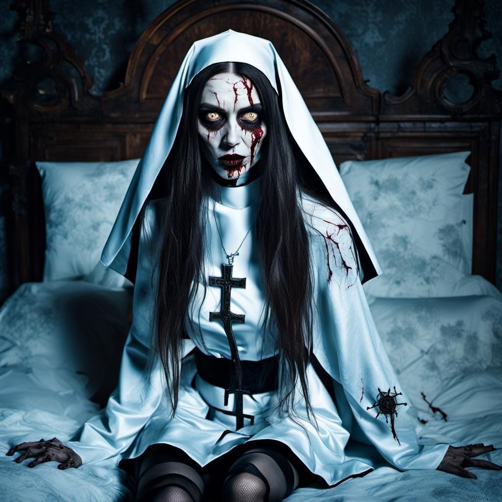Zombie Nun in Detailed Photorealistic Style