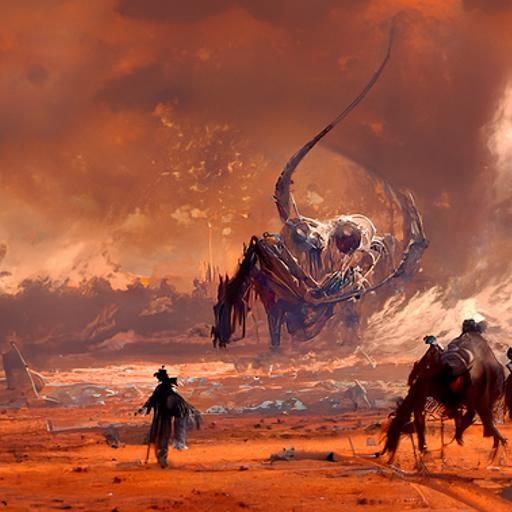 Sinister Wild West Scene in Horror Style