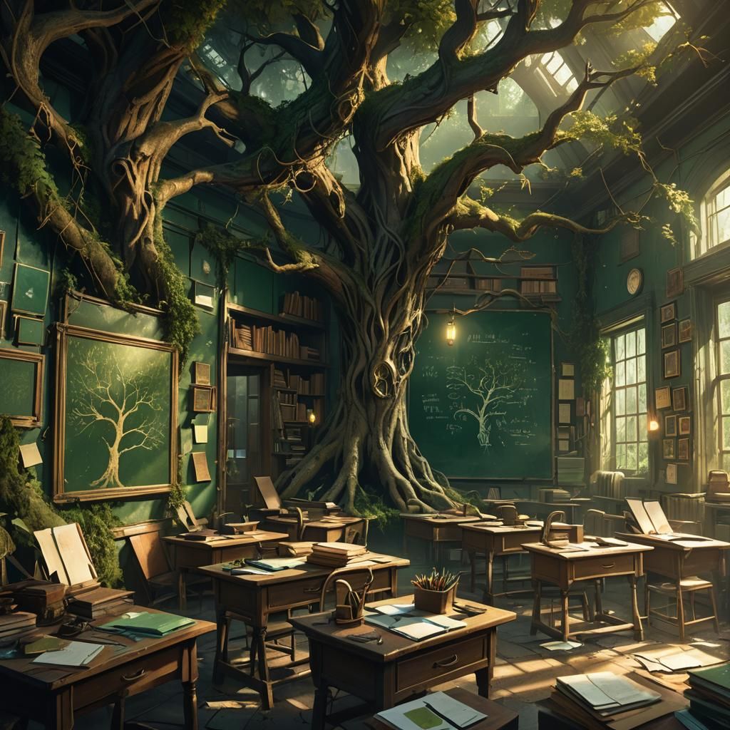Mystical Neglected Classroom: Fantasy Concept Art