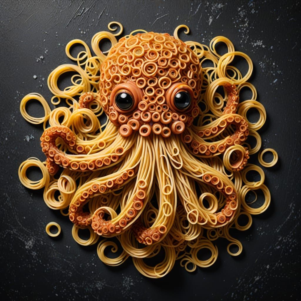 Spaghetti Octopus Whimsical Food Art