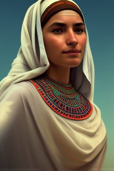Egyptian Peasant Woman Portrait in Hyperreal Digital Art