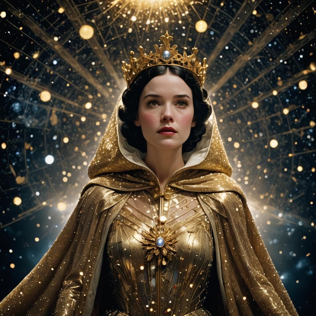 Snow White Space Queen in Starry Sci-Fi Style