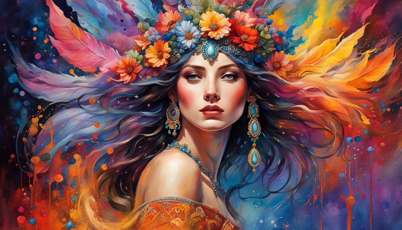 Elf Prince and Princess Watercolor Portrait