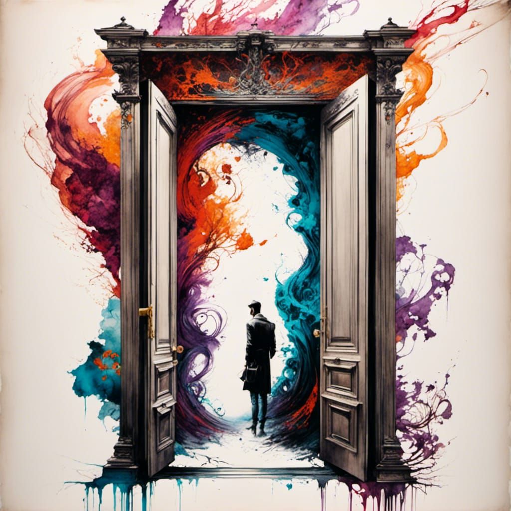 Magical Doorway to Colorful Ink World