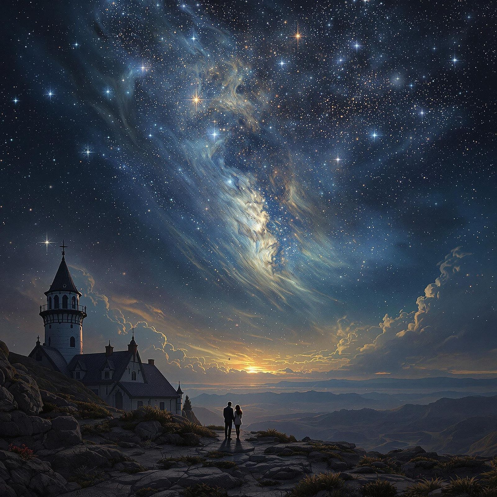Cosmic Starry Sky Matte Painting in Ethereal Style