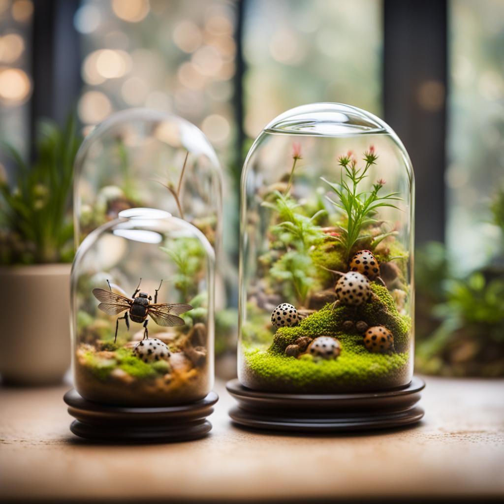 Detailed Bug Terrariums in Glass Orbs