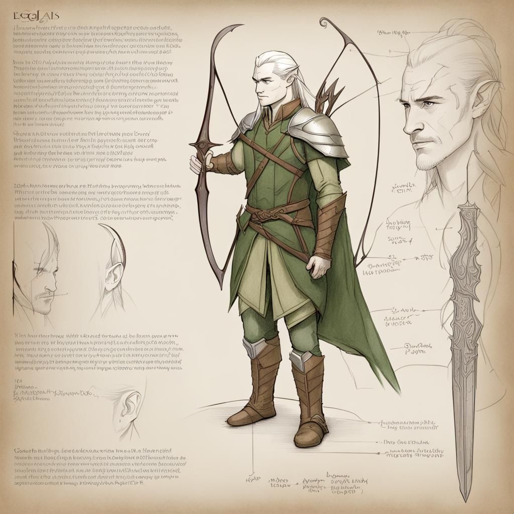 Legolas Diagrammatic Drawing: Elf Armor and Character Displa...