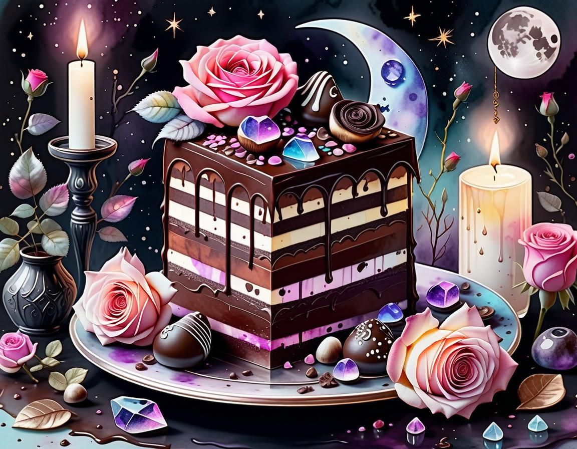 Chocolates and Roses in Watercolour with Pagan Elements