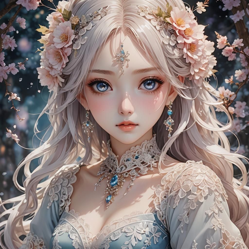 Enchanting Anime Girl with Crystal Tear