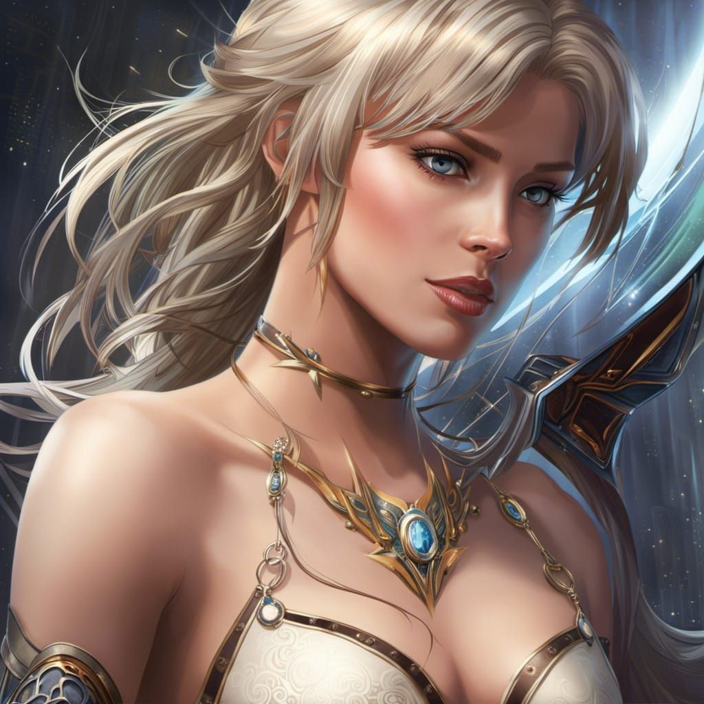 Muscular Tomboy Superheroine in Dark Science Fantasy Style