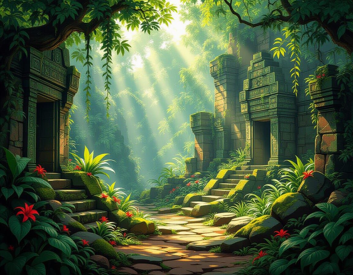 Jungle Ruins of Eldorado in Painterly Style