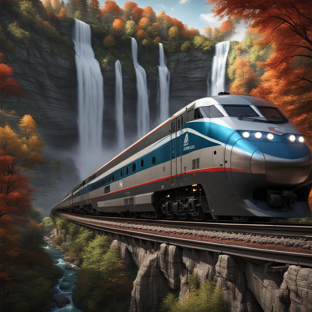 Amtrak Train Departs Niagara Falls: Matte Painting