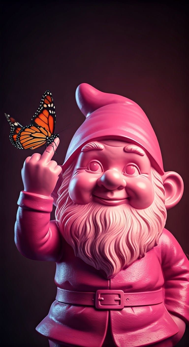 Whimsical Pink Garden Gnome Captured in Stunning Macro Photo...