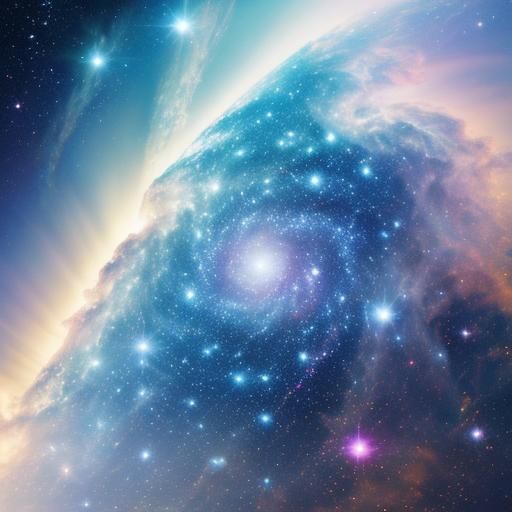 White Gradient Nebula Galaxy with Sunshine Beams
