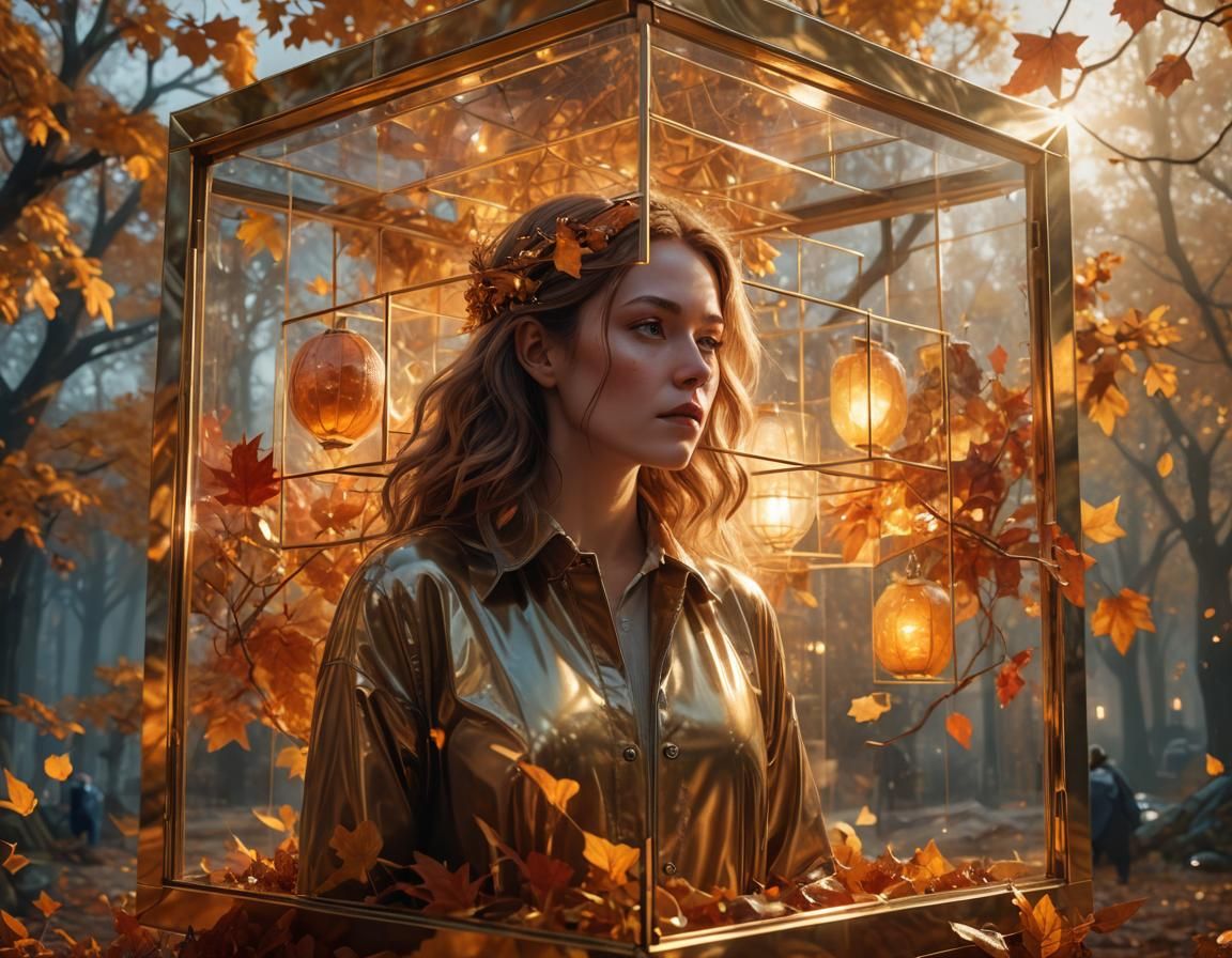 Autumnal Equinox: Surreal Woman in a Glass Cube