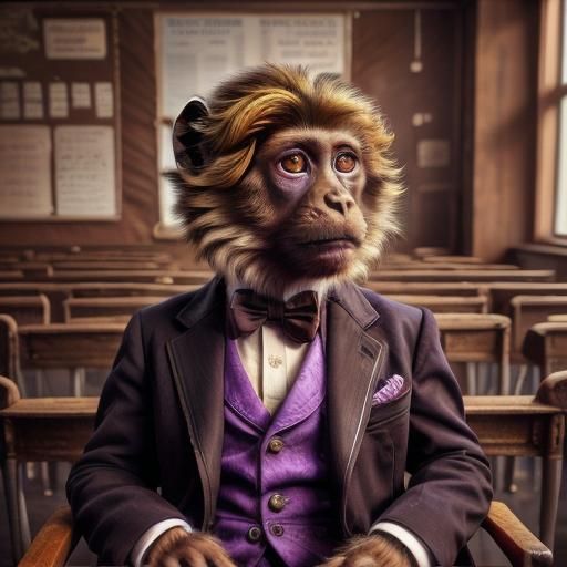Monkey Teacher in Victorian Chocolate Classroom